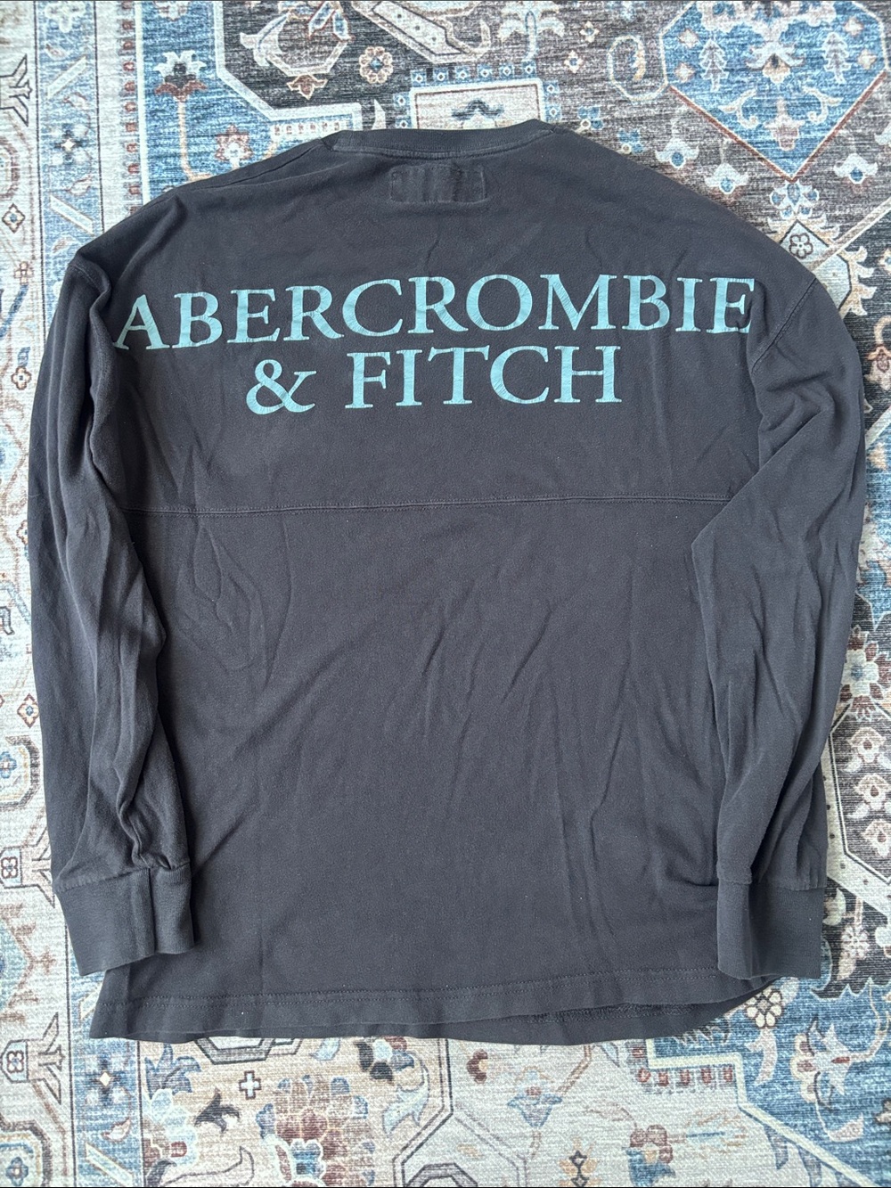 Abercrombie & Fitch Black Long Sleeve Tee with Blue Back Logo